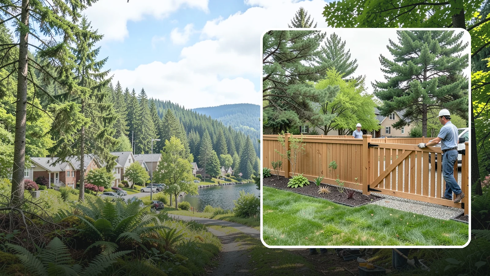 Composite Fence Installation in Lake Forest Park, King County, WA - We build modern composite fences that pair the warmth of wood with rot-proof durability made for wet Northwest conditions.