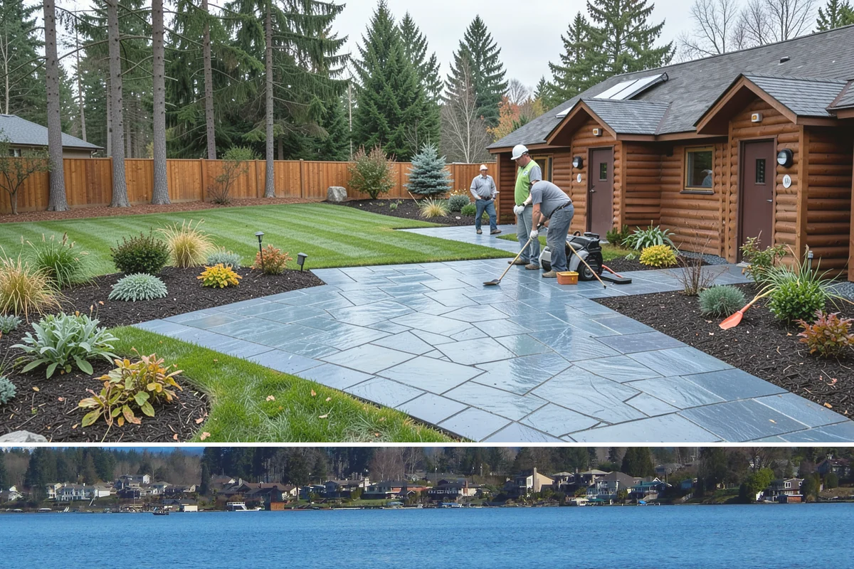 Composite Fence Installation in Lake Stevens, Snohomish County, WA - Composite performs well year-round, though drier spring-to-fall weeks help footings cure before the panels go up.