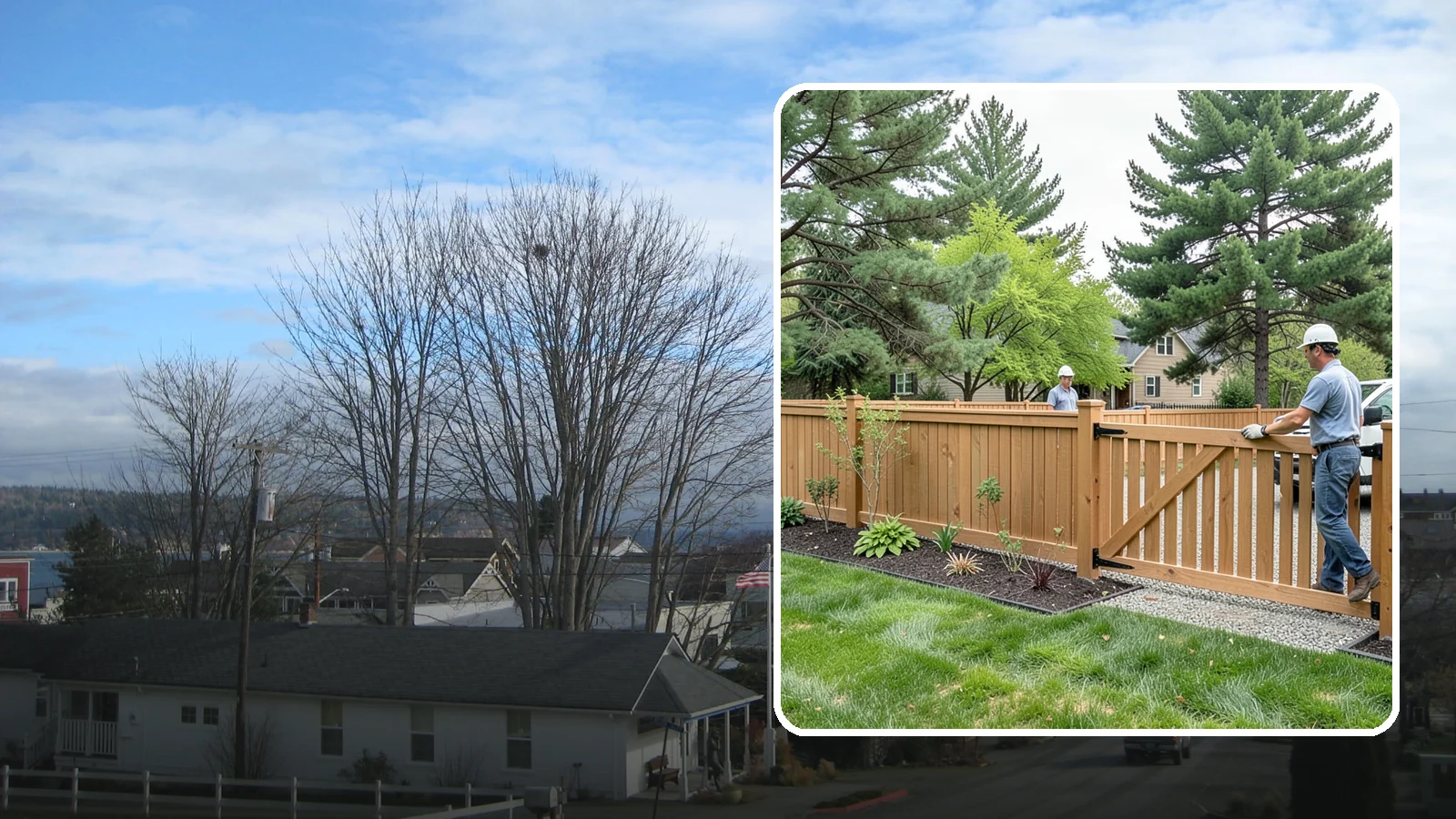 Composite Fence Installation in Langley, Island County, WA - We build modern composite fences that pair the warmth of wood with rot-proof durability made for wet Northwest conditions.