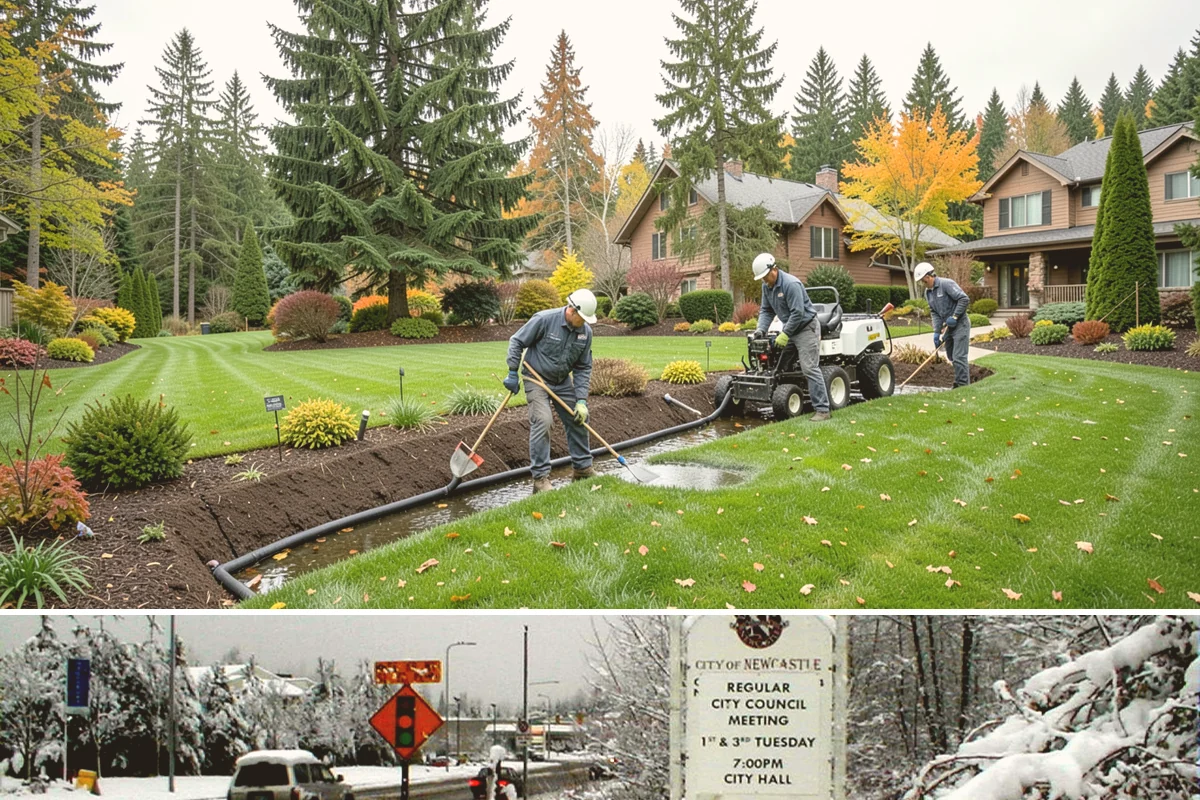 Composite Fence Installation in Newcastle, King County, WA - Composite performs well year-round, though drier spring-to-fall weeks help footings cure before the panels go up.
