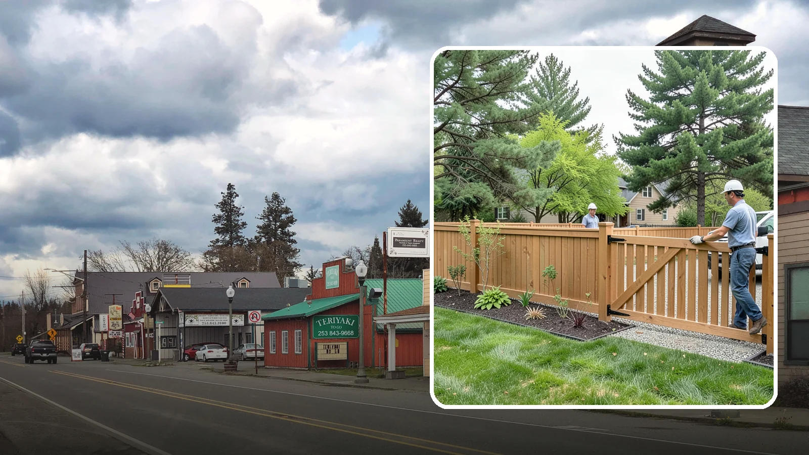 Composite Fence Installation in Roy, Pierce County, WA - We build modern composite fences that pair the warmth of wood with rot-proof durability made for wet Northwest conditions.