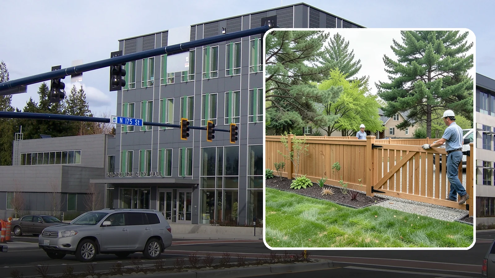 Composite Fence Installation in Shoreline, King County, WA - We build modern composite fences that pair the warmth of wood with rot-proof durability made for wet Northwest conditions.