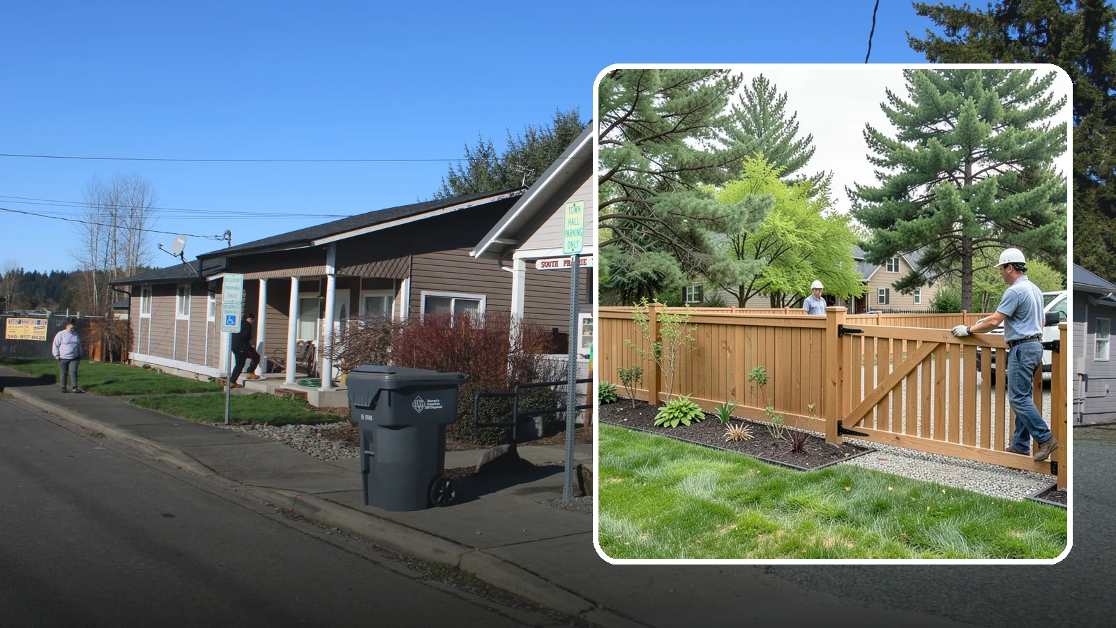 Composite Fence Installation in South Prairie, Pierce County, WA - We build modern composite fences that pair the warmth of wood with rot-proof durability made for wet Northwest conditions.