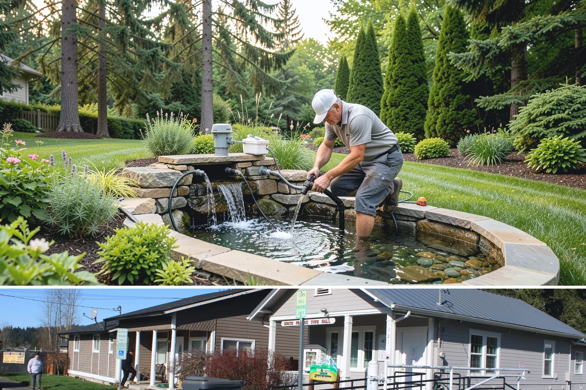 Composite Fence Installation in South Prairie, Pierce County, WA - Composite performs well year-round, though drier spring-to-fall weeks help footings cure before the panels go up.