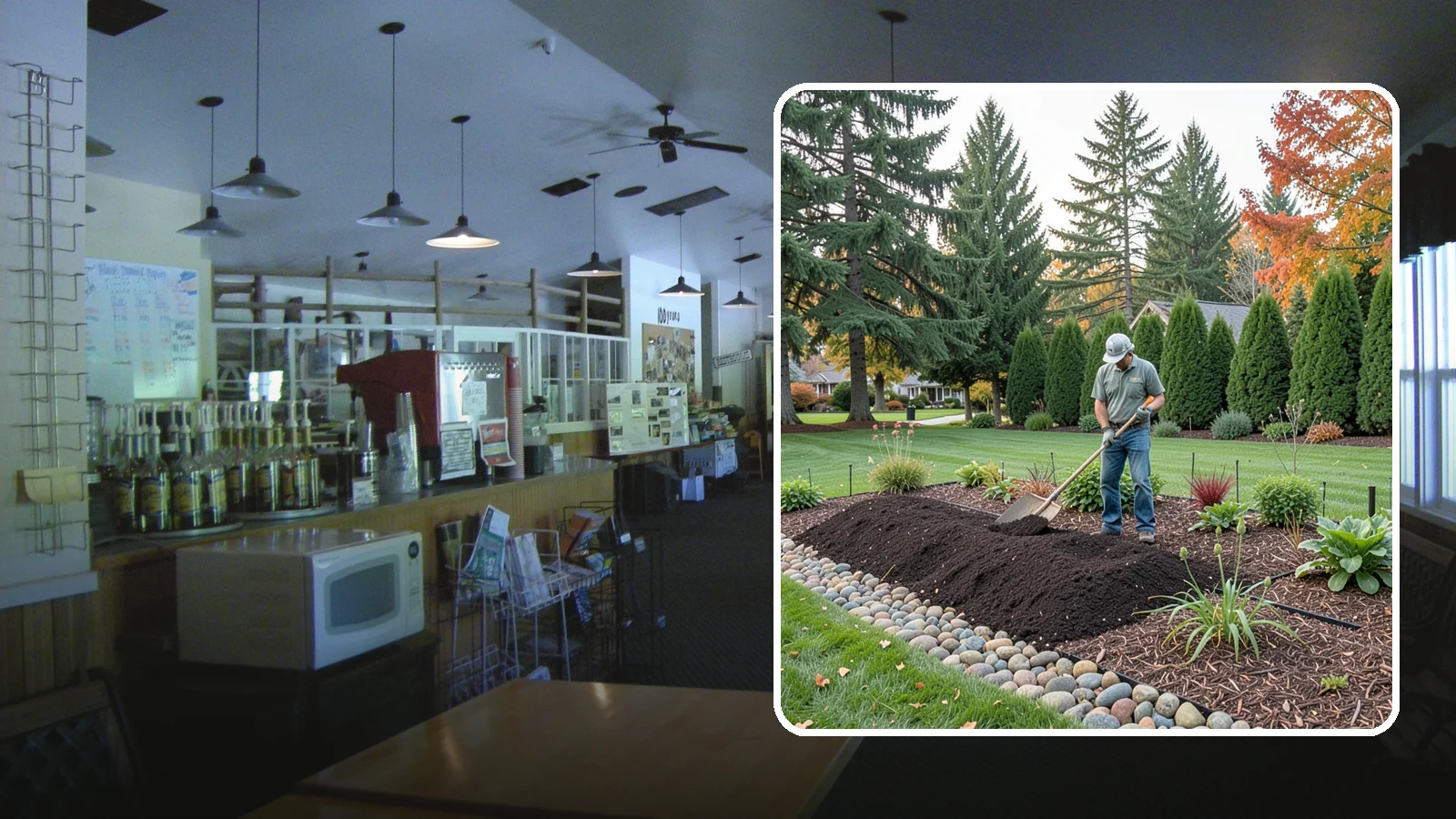 Compost Application in Black Diamond, King County, WA - Nutrient-rich compost spread over beds and lawns to build healthy soil and feed plants naturally.
