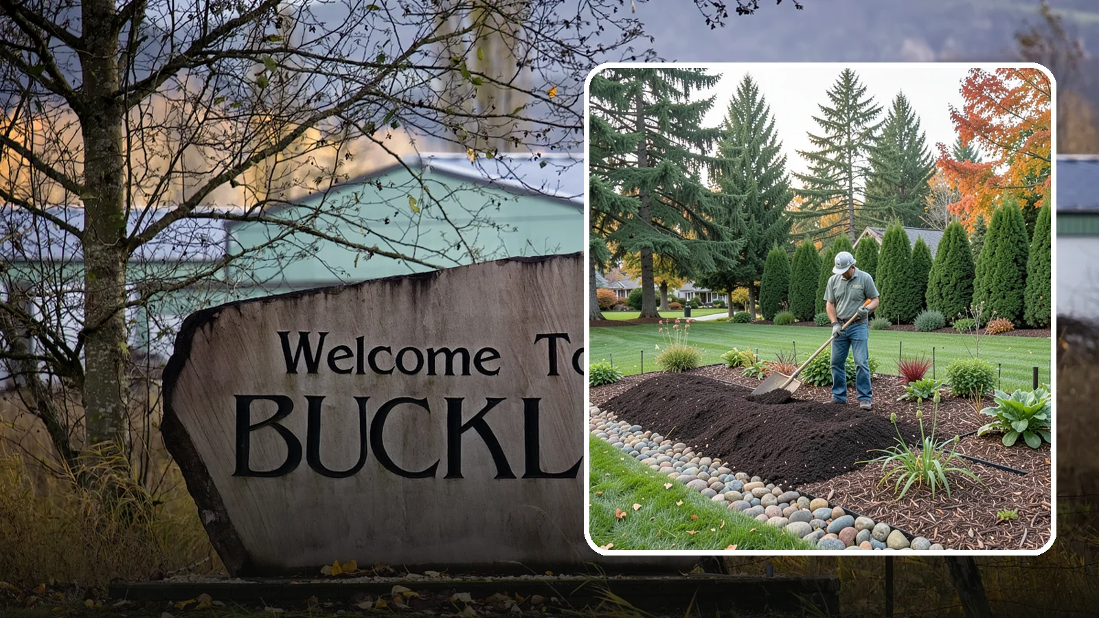 Compost Application in Buckley, Pierce County, WA - Nutrient-rich compost spread over beds and lawns to build healthy soil and feed plants naturally.