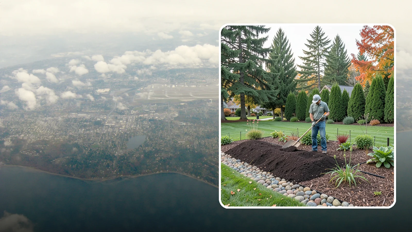 Compost Application in Burien, King County, WA - Nutrient-rich compost spread over beds and lawns to build healthy soil and feed plants naturally.