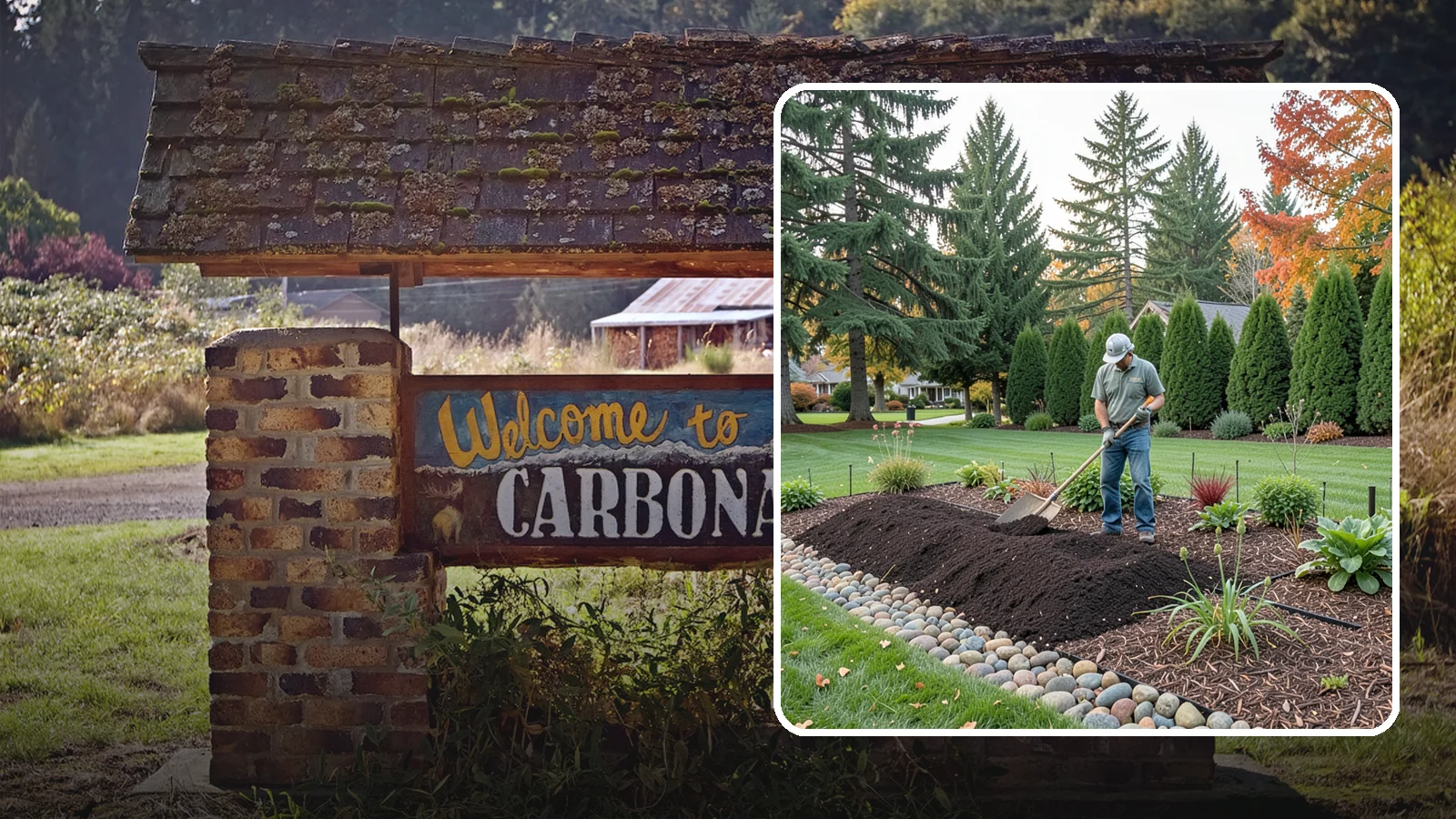 Compost Application in Carbonado, Pierce County, WA - Nutrient-rich compost spread over beds and lawns to build healthy soil and feed plants naturally.