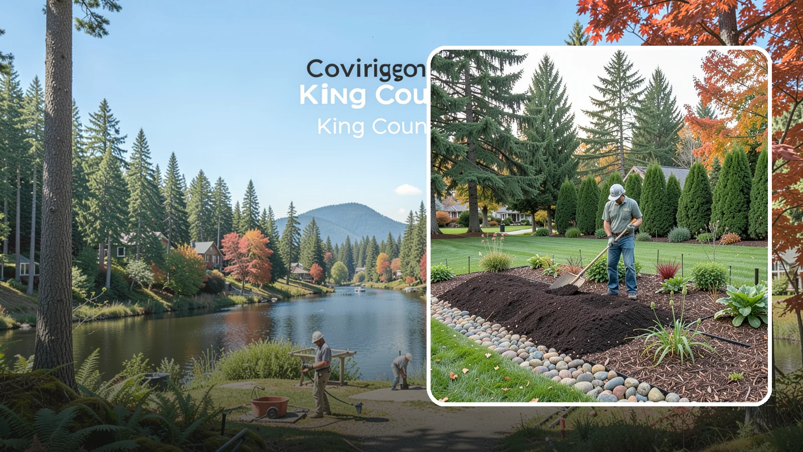 Compost Application in Covington, King County, WA - Nutrient-rich compost spread over beds and lawns to build healthy soil and feed plants naturally.