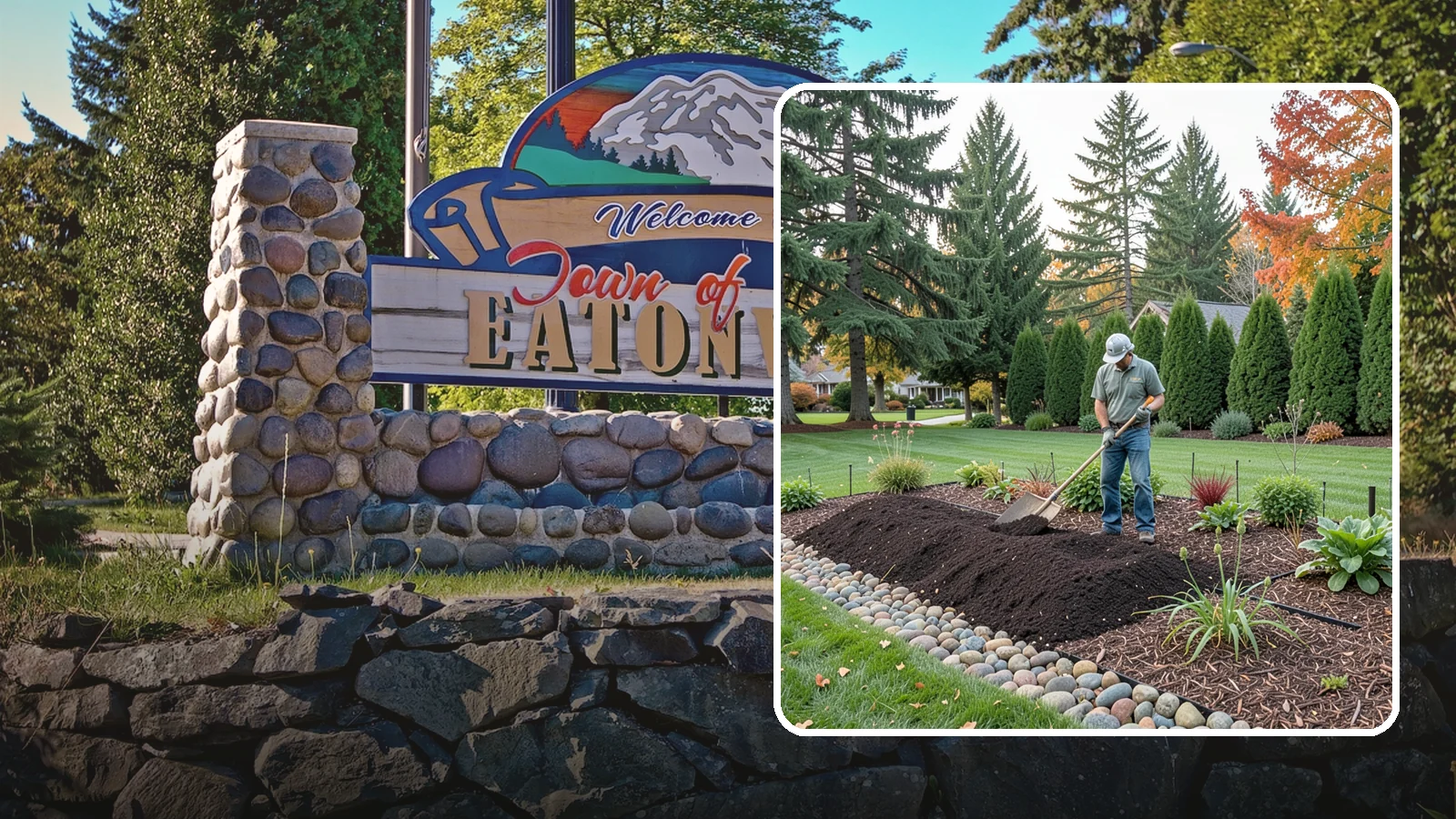 Compost Application in Eatonville, Pierce County, WA - Nutrient-rich compost spread over beds and lawns to build healthy soil and feed plants naturally.