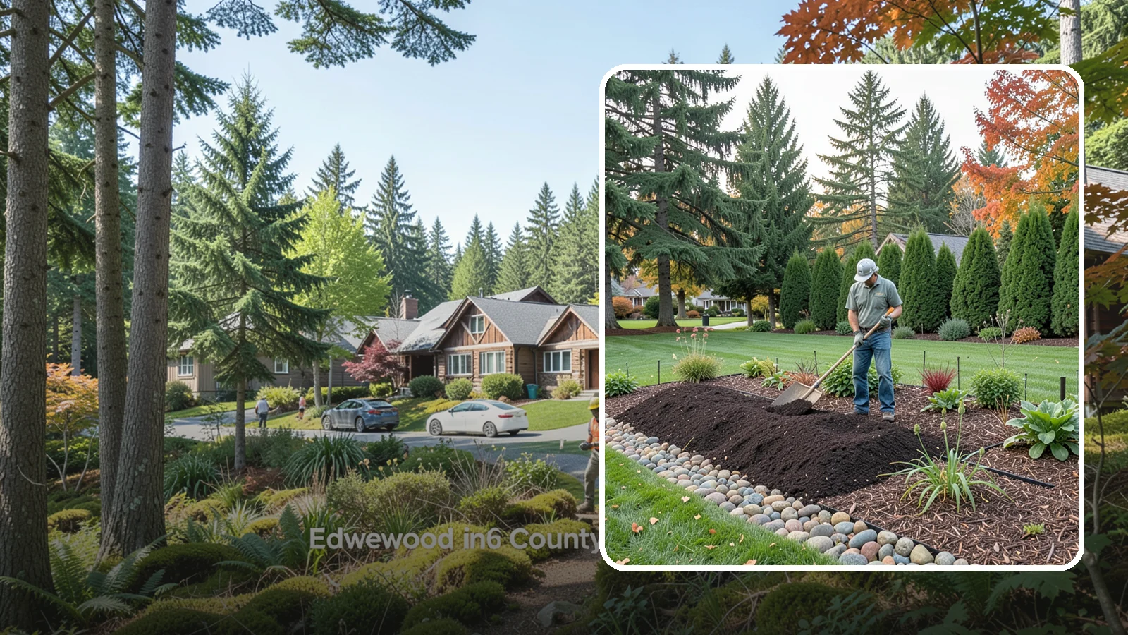 Compost Application in Edgewood, Pierce County, WA - Nutrient-rich compost spread over beds and lawns to build healthy soil and feed plants naturally.