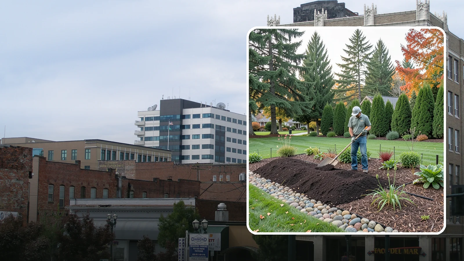 Compost Application in Everett, Snohomish County, WA - Nutrient-rich compost spread over beds and lawns to build healthy soil and feed plants naturally.