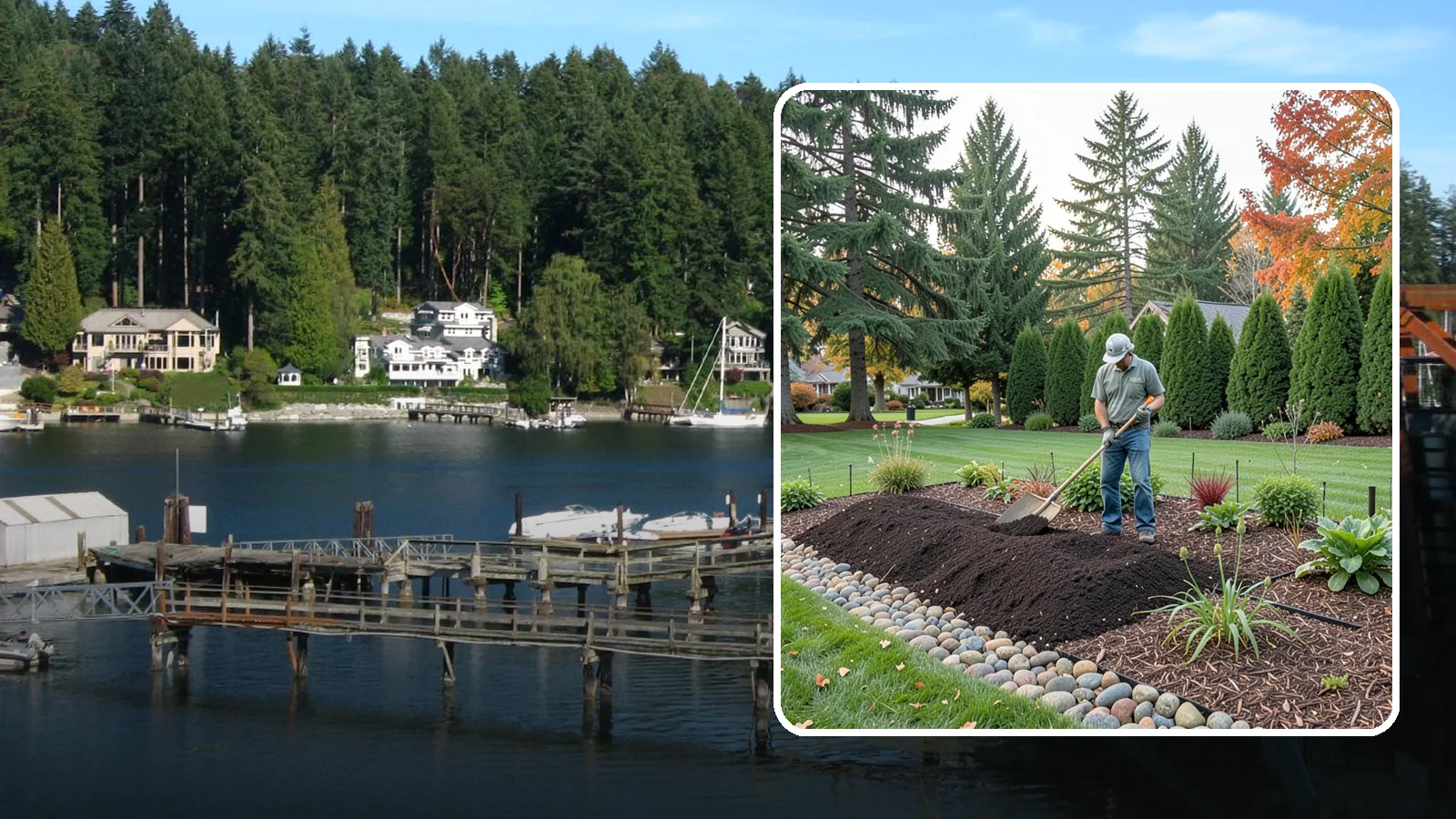 Compost Application in Gig Harbor, Pierce County, WA - Nutrient-rich compost spread over beds and lawns to build healthy soil and feed plants naturally.
