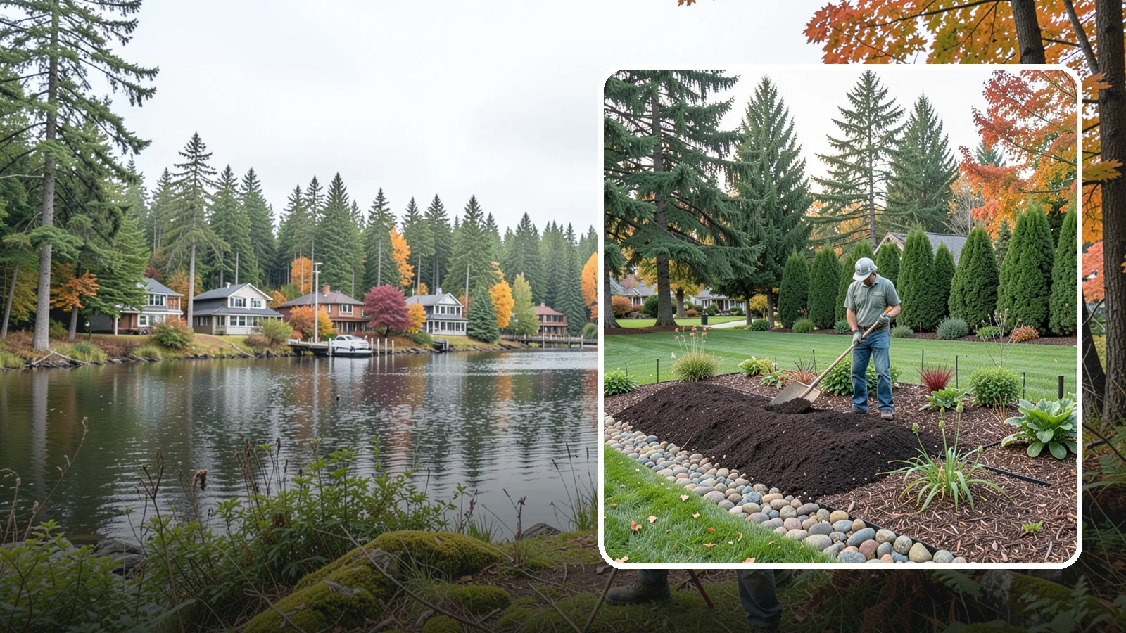Compost Application in La Conner, Skagit County, WA - Nutrient-rich compost spread over beds and lawns to build healthy soil and feed plants naturally.