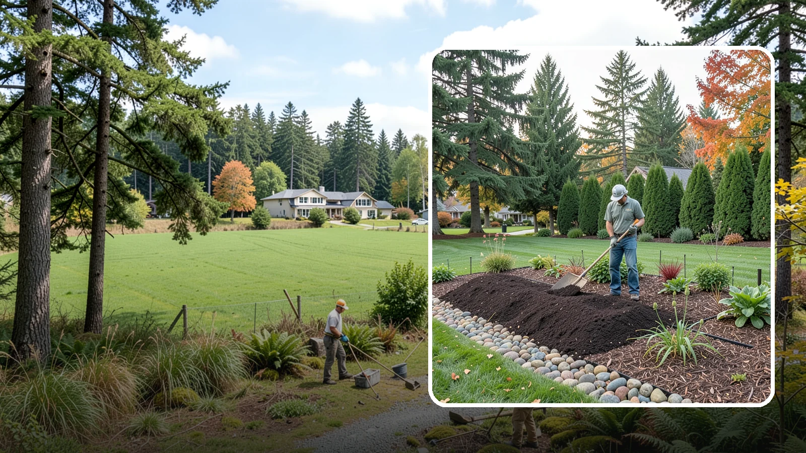 Compost Application in Lyman, Skagit County, WA - Nutrient-rich compost spread over beds and lawns to build healthy soil and feed plants naturally.