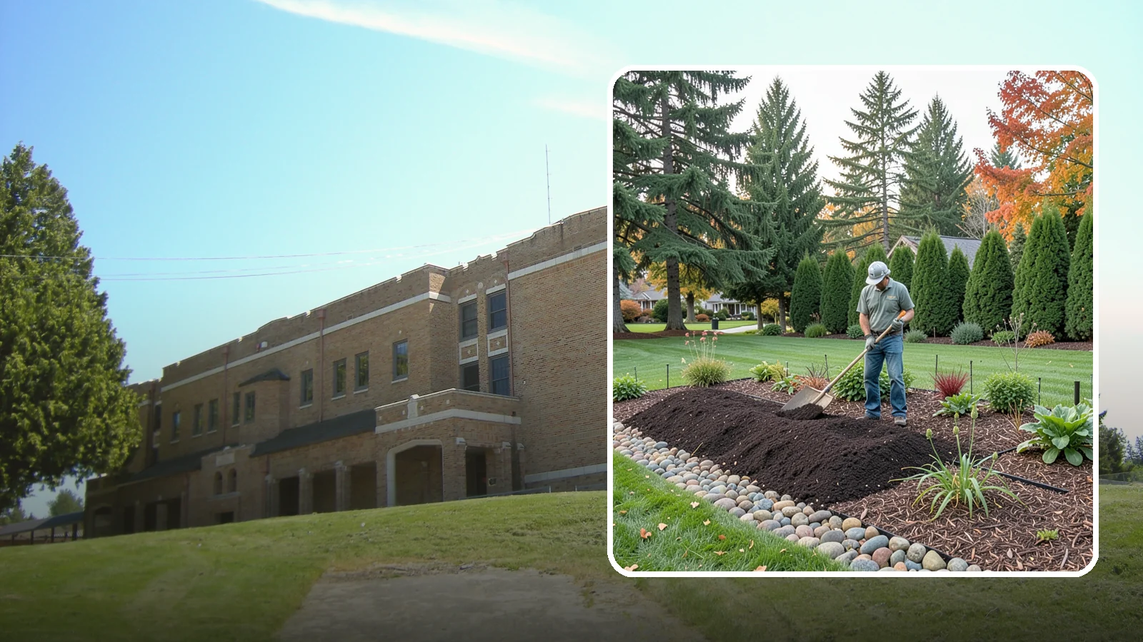 Compost Application in Maple Valley, King County, WA - Nutrient-rich compost spread over beds and lawns to build healthy soil and feed plants naturally.