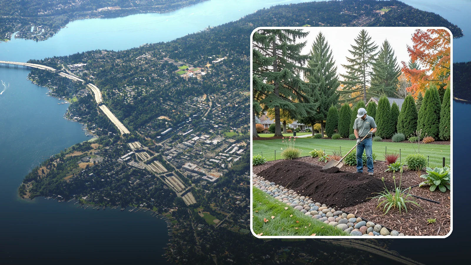 Compost Application in Mercer Island, King County, WA - Nutrient-rich compost spread over beds and lawns to build healthy soil and feed plants naturally.
