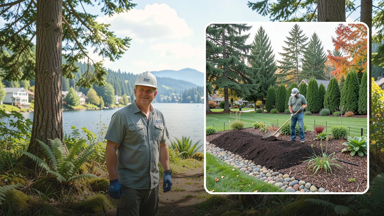 Compost Application in Milton, King County, WA - Nutrient-rich compost spread over beds and lawns to build healthy soil and feed plants naturally.