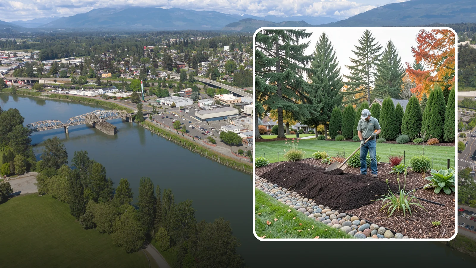 Compost Application in Mount Vernon, Skagit County, WA - Nutrient-rich compost spread over beds and lawns to build healthy soil and feed plants naturally.