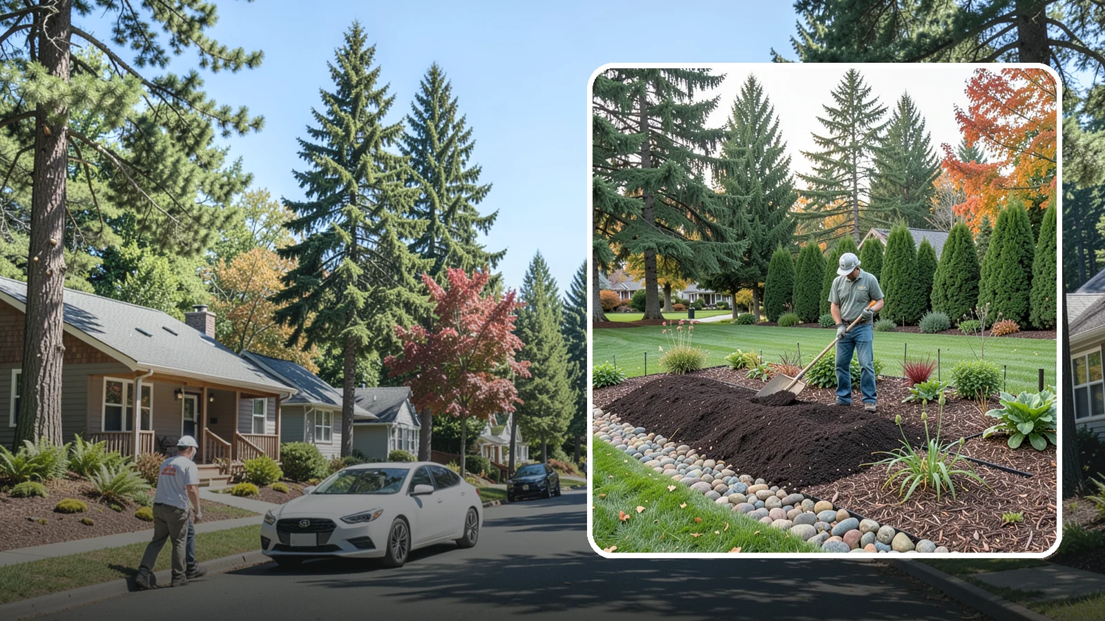 Compost Application in Orting, Pierce County, WA - Nutrient-rich compost spread over beds and lawns to build healthy soil and feed plants naturally.