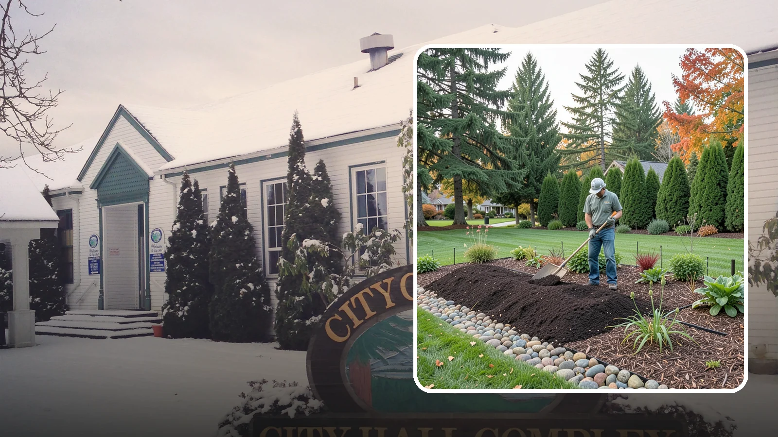 Compost Application in Pacific, King County, WA - Nutrient-rich compost spread over beds and lawns to build healthy soil and feed plants naturally.