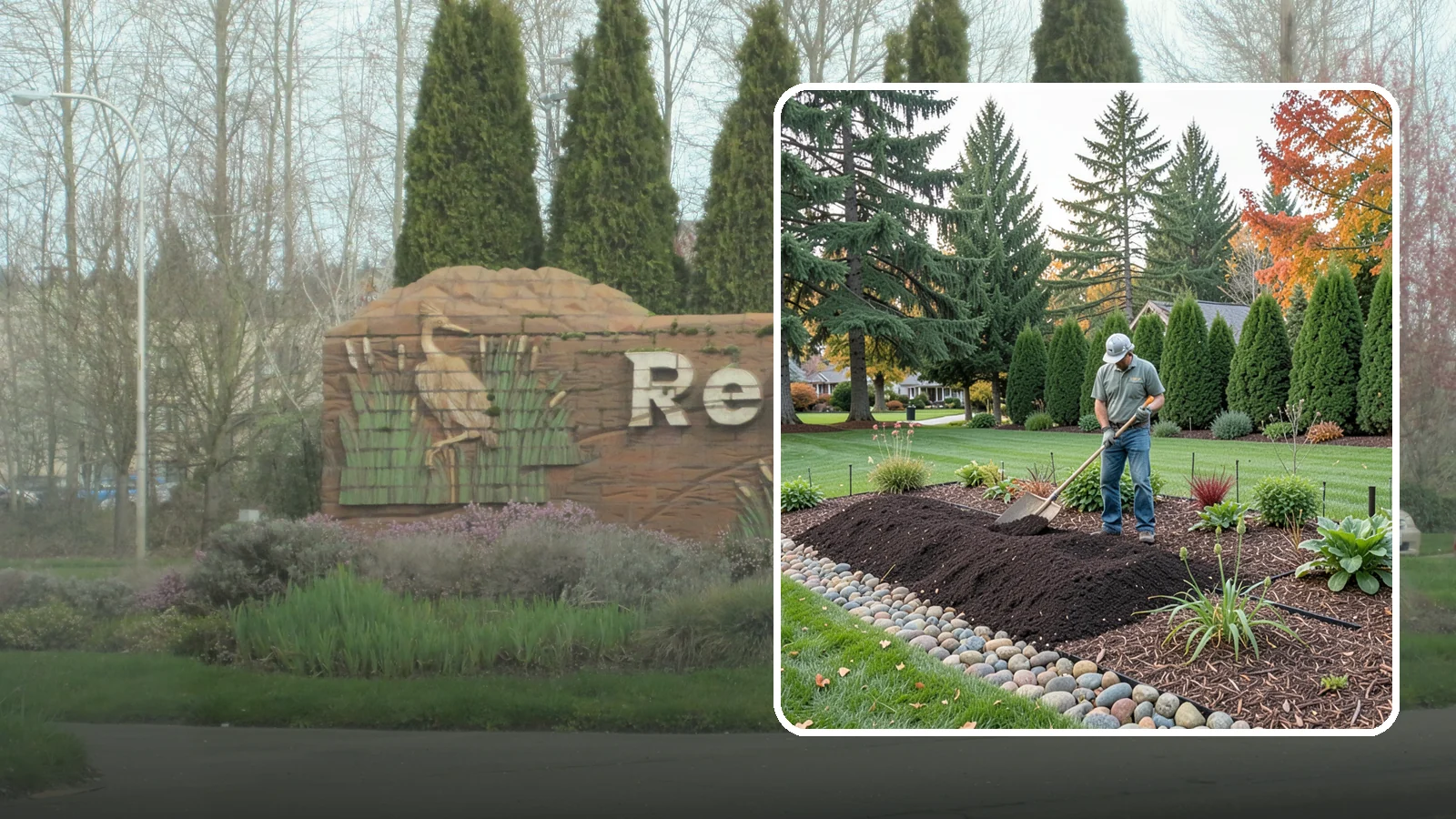 Compost Application in Renton, King County, WA - Nutrient-rich compost spread over beds and lawns to build healthy soil and feed plants naturally.