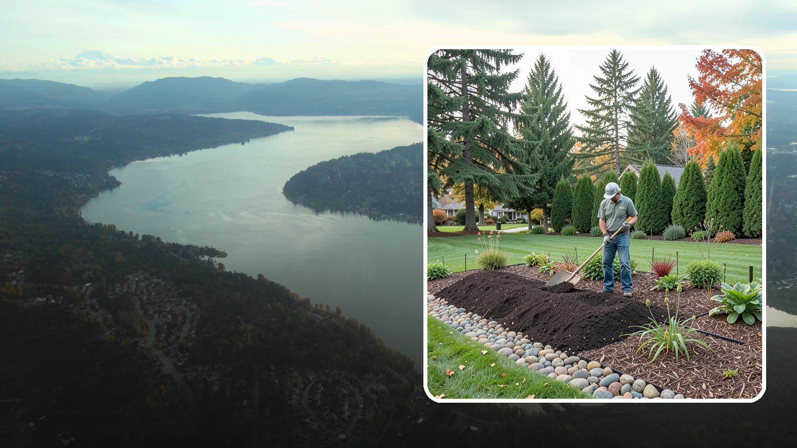 Compost Application in Sammamish, King County, WA - Nutrient-rich compost spread over beds and lawns to build healthy soil and feed plants naturally.