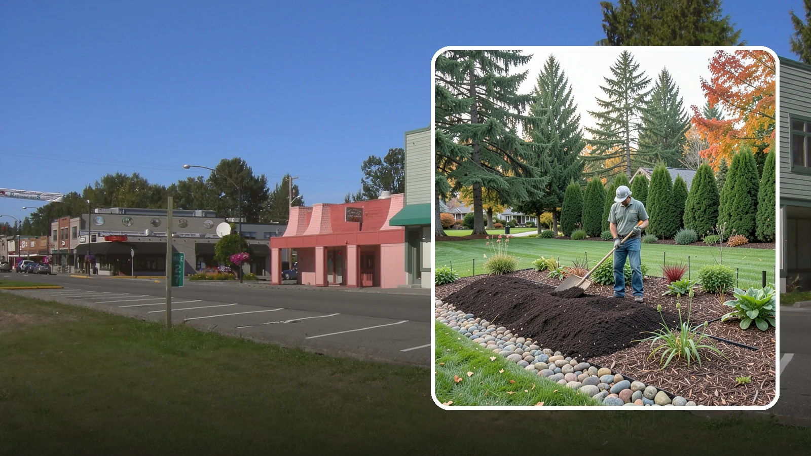 Compost Application in Snoqualmie, King County, WA - Nutrient-rich compost spread over beds and lawns to build healthy soil and feed plants naturally.