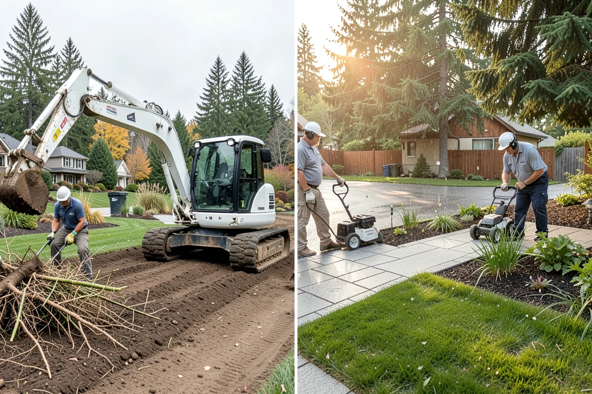 Compost Installation in Arlington, Snohomish County, WA - Assess bed or lawn areas and clear surface debris