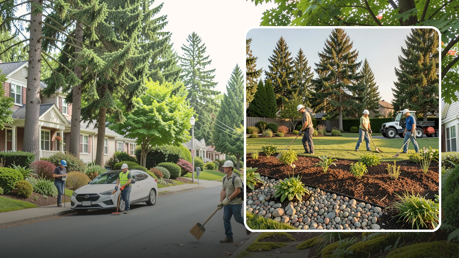Compost Installation in Beaux Arts Village, King County, WA - A rich compost top-dress that feeds soil and revitalizes tired beds and lawns.