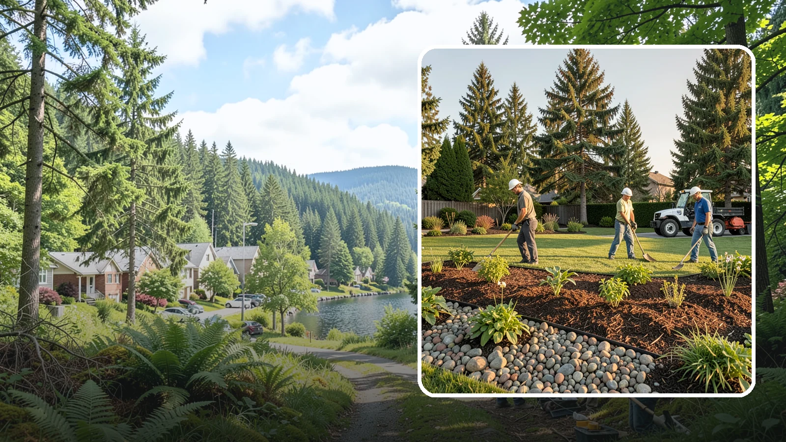 Compost Installation in Lake Forest Park, King County, WA - A rich compost top-dress that feeds soil and revitalizes tired beds and lawns.