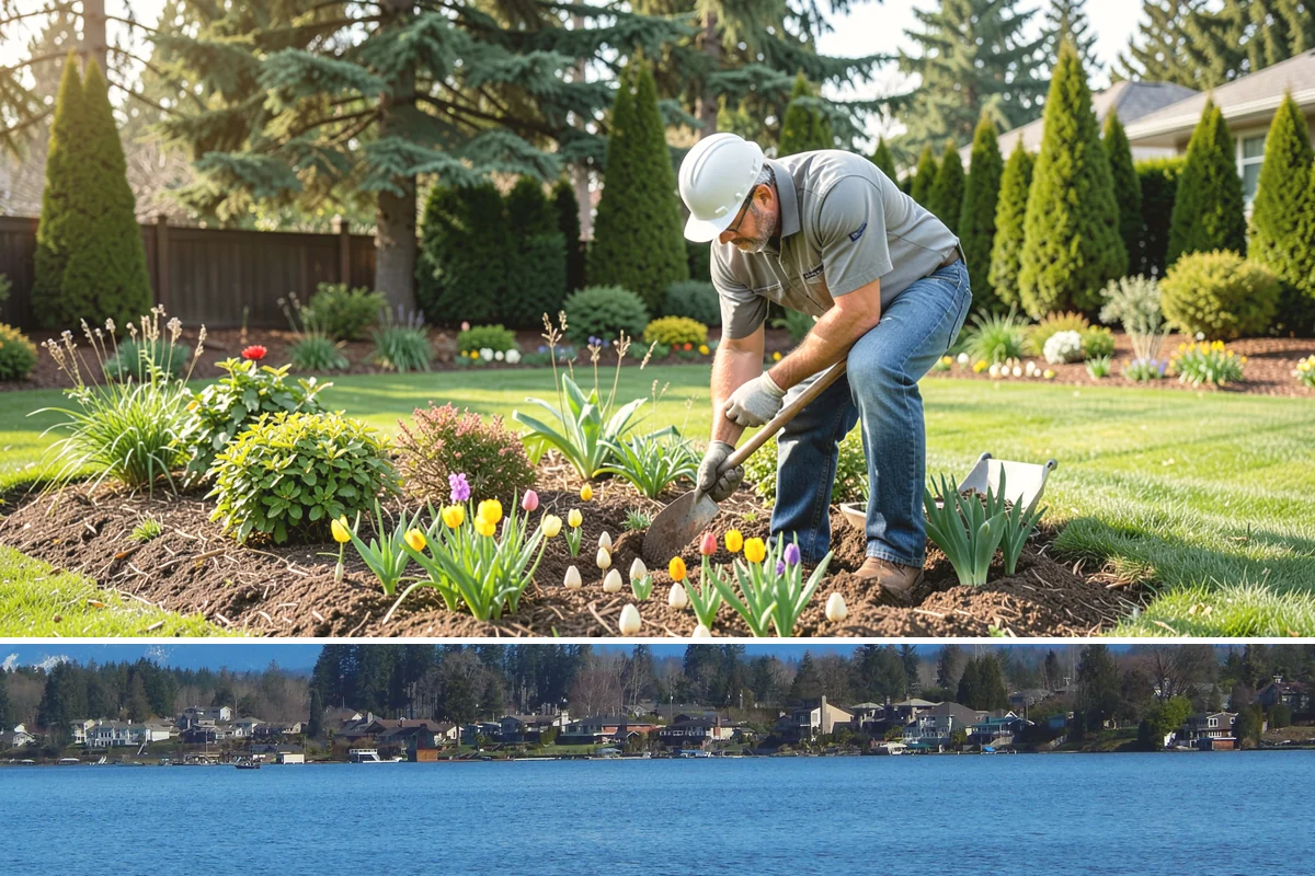 Compost Installation in Lake Stevens, Snohomish County, WA - Apply in early spring to fuel the growing season or in fall to let nutrients work into the soil over winter, matching the PNW's...