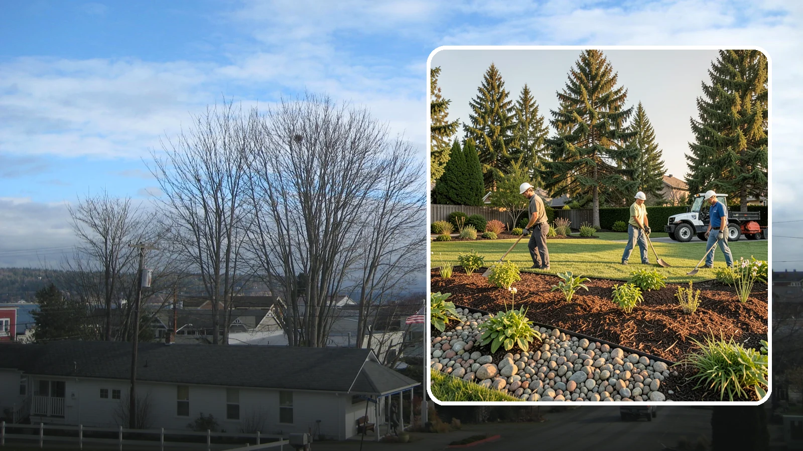 Compost Installation in Langley, Island County, WA - A rich compost top-dress that feeds soil and revitalizes tired beds and lawns.