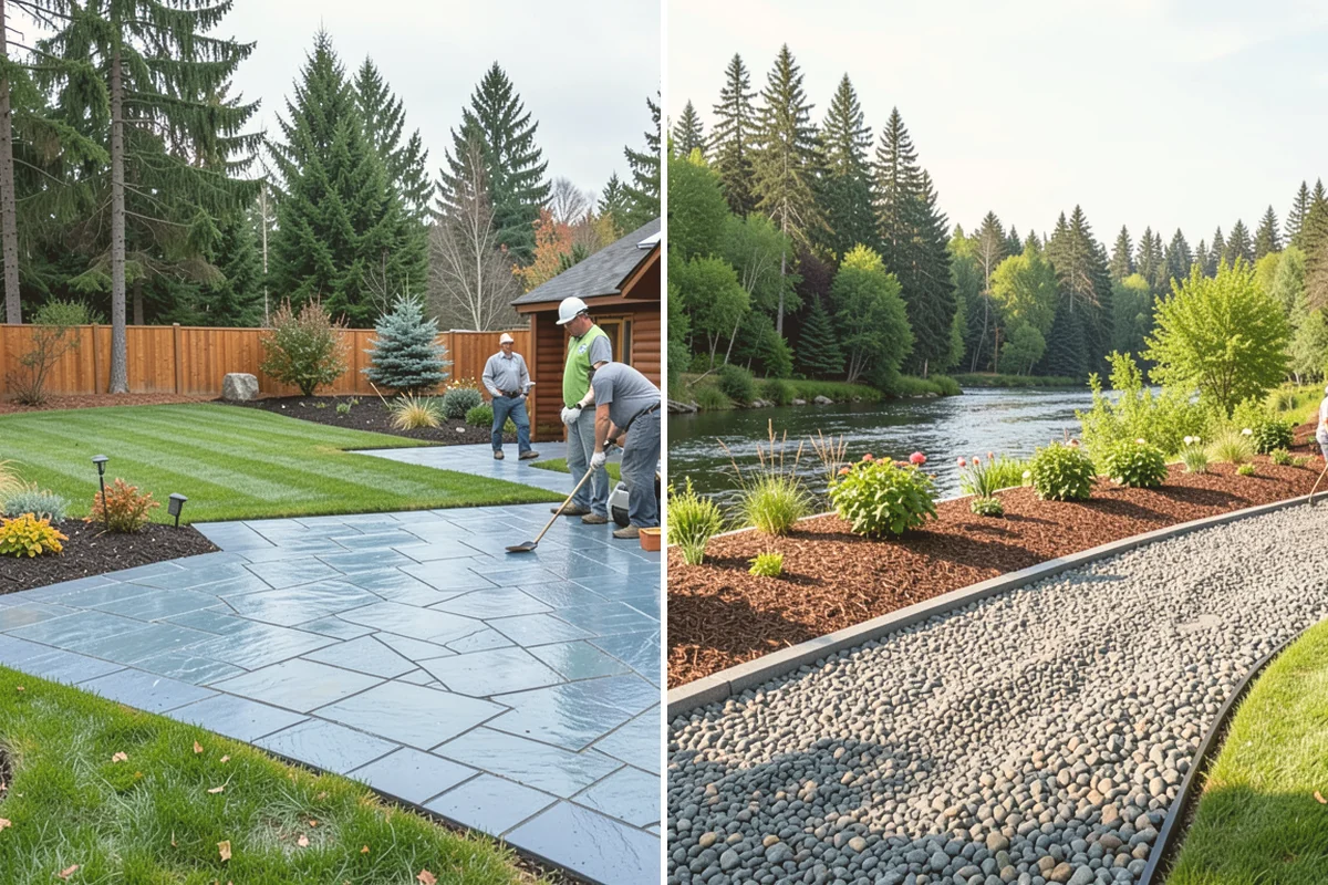 Compost Installation in Milton, King County, WA - Assess bed or lawn areas and clear surface debris