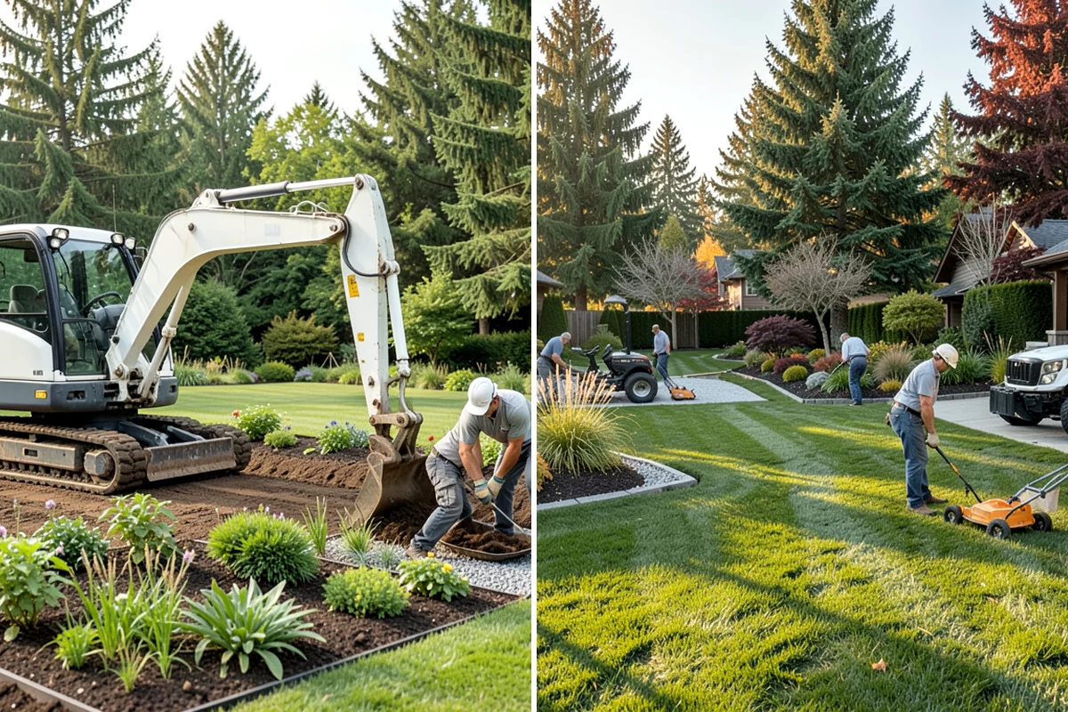Compost Installation in Shoreline, King County, WA - Assess bed or lawn areas and clear surface debris