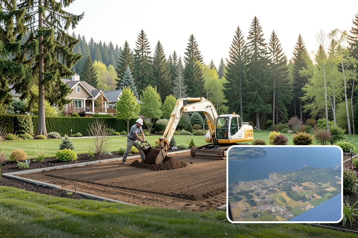 Compost Mulch Installation in Coupeville, Island County, WA - Feeds soil and plants as it breaks down