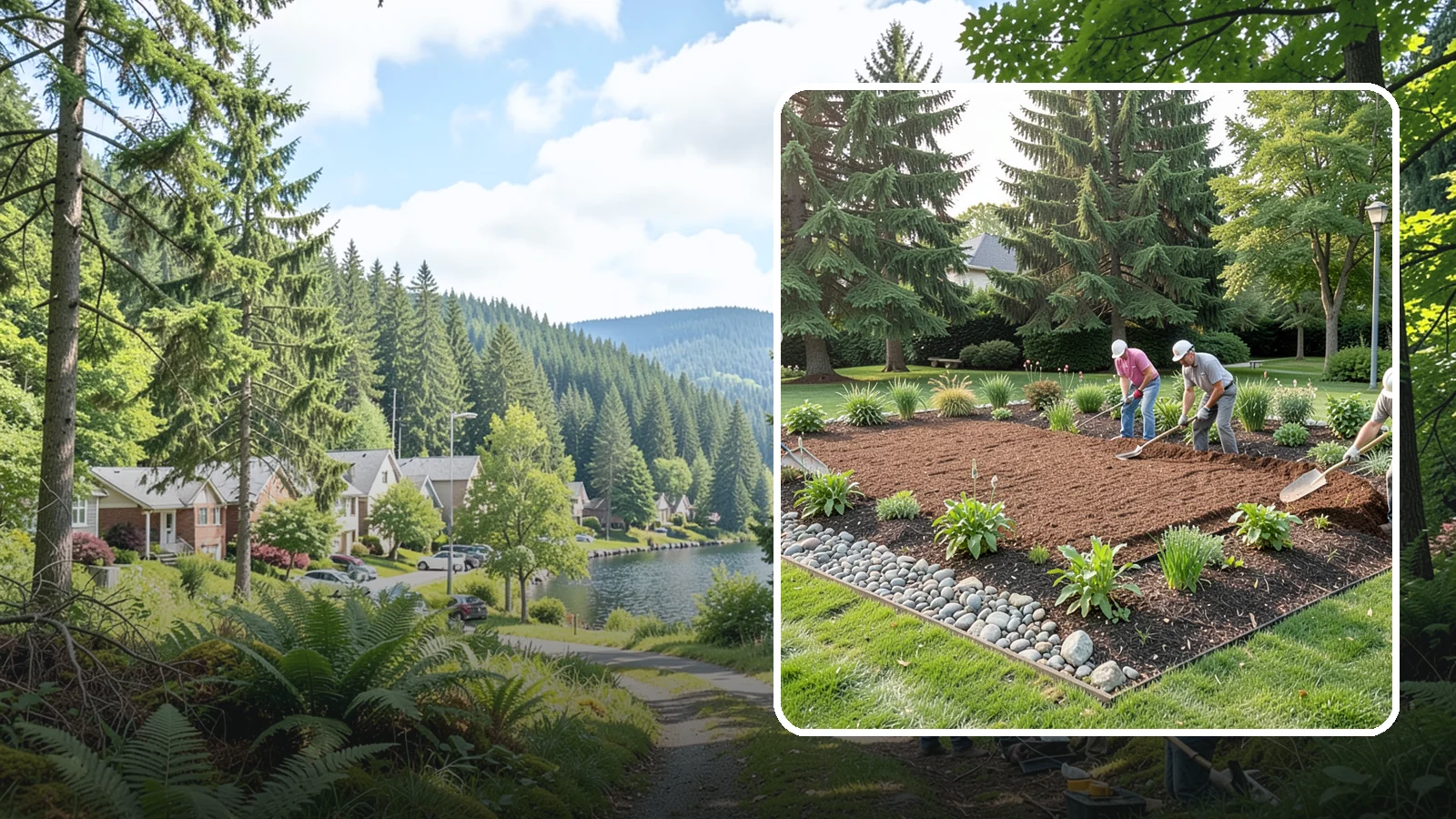 Compost Mulch Installation in Lake Forest Park, King County, WA - We install a nutrient-rich compost mulch layer that feeds your soil while suppressing weeds and holding moisture.