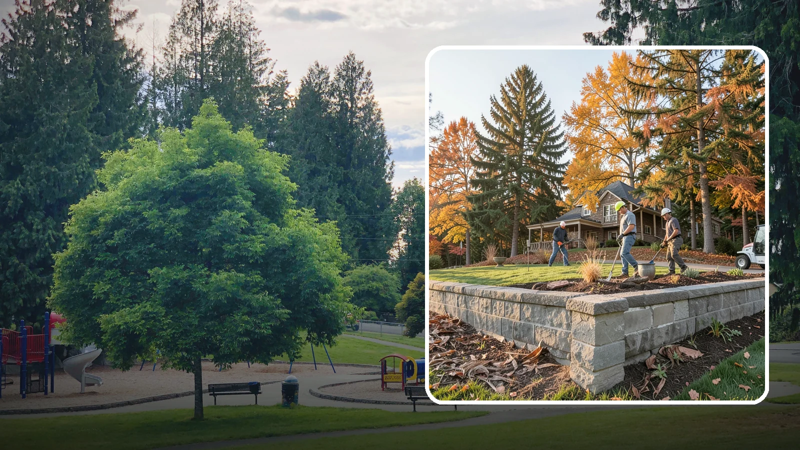 Concrete Block Retaining Wall in Bonney Lake, Pierce County, WA - A durable, cost-effective retaining wall built from manufactured concrete blocks engineered to hold back sloped soil across...