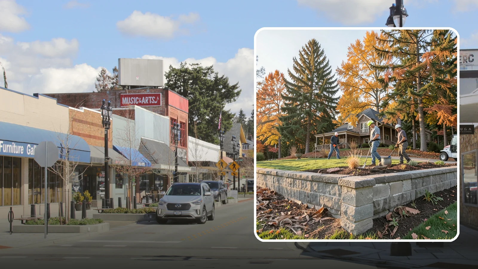 Concrete Block Retaining Wall in Bothell, King County, WA - A durable, cost-effective retaining wall built from manufactured concrete blocks engineered to hold back sloped soil across...