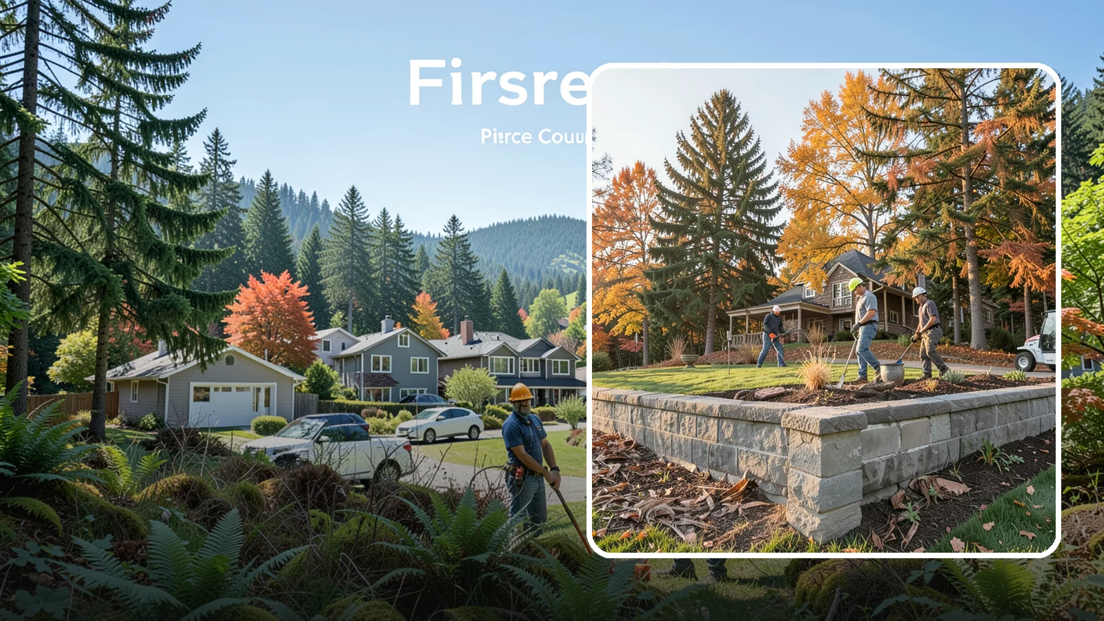 Concrete Block Retaining Wall in Fircrest, Pierce County, WA - A durable, cost-effective retaining wall built from manufactured concrete blocks engineered to hold back sloped soil across...