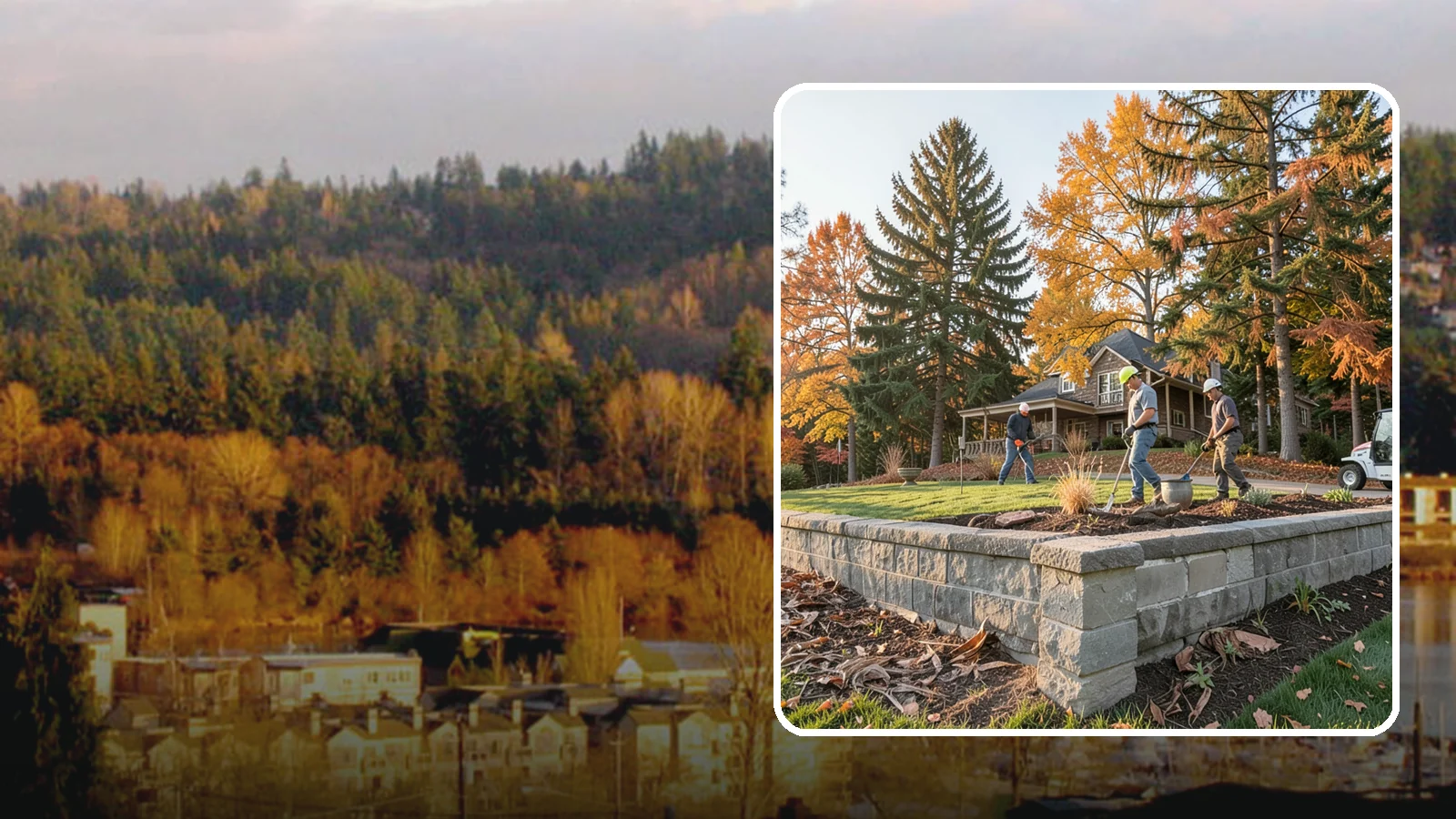 Concrete Block Retaining Wall in Kenmore, King County, WA - A durable, cost-effective retaining wall built from manufactured concrete blocks engineered to hold back sloped soil across...
