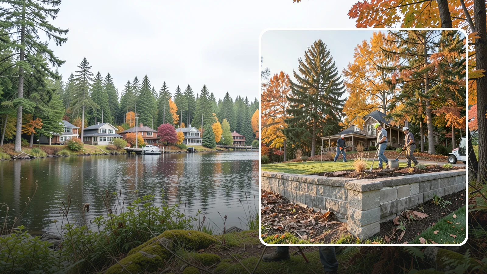 Concrete Block Retaining Wall in La Conner, Skagit County, WA - A durable, cost-effective retaining wall built from manufactured concrete blocks engineered to hold back sloped soil across...