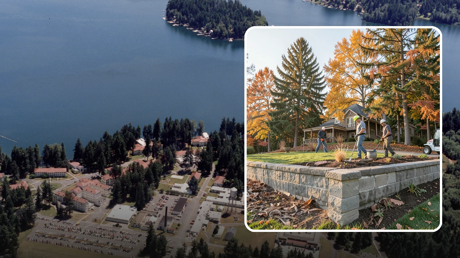 Concrete Block Retaining Wall in Lakewood, Pierce County, WA - A durable, cost-effective retaining wall built from manufactured concrete blocks engineered to hold back sloped soil across...
