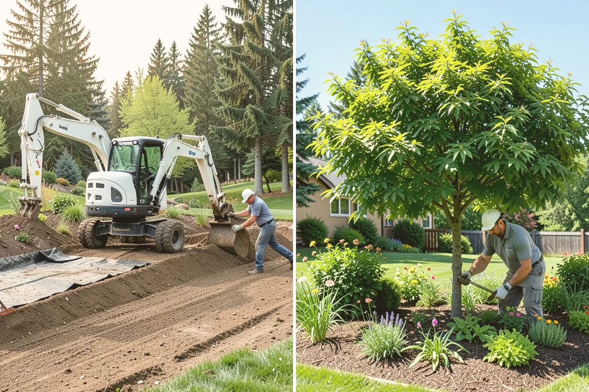 Concrete Block Retaining Wall in Orting, Pierce County, WA - Excavate and grade the slope
