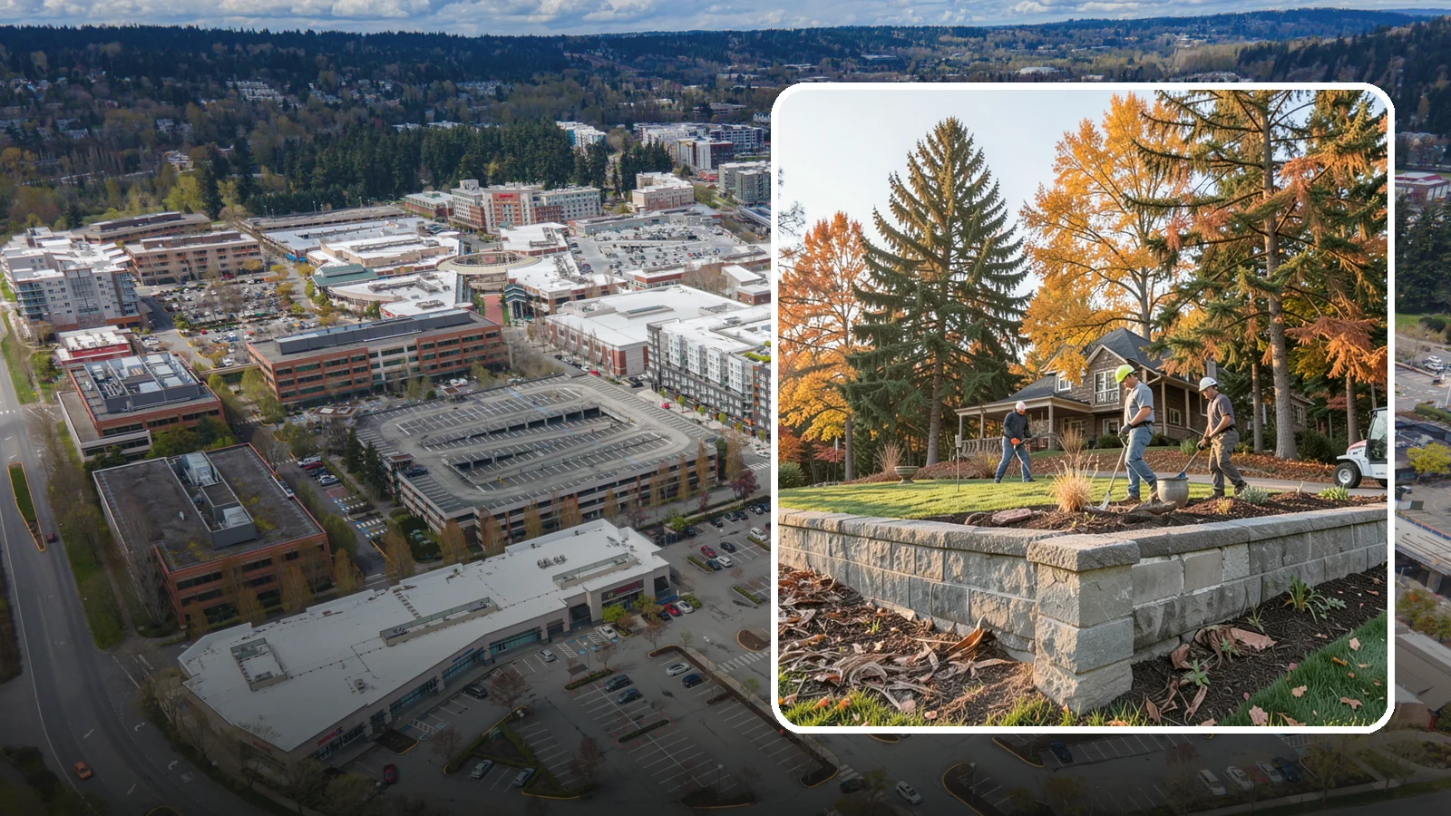 Concrete Block Retaining Wall in Redmond, King County, WA - A durable, cost-effective retaining wall built from manufactured concrete blocks engineered to hold back sloped soil across...