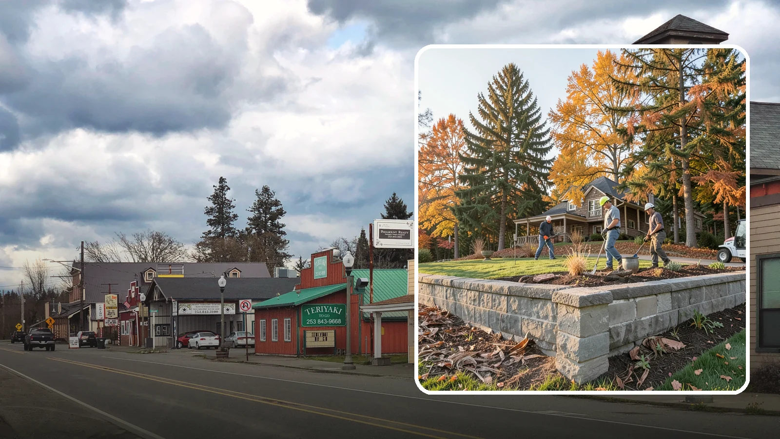 Concrete Block Retaining Wall in Roy, Pierce County, WA - A durable, cost-effective retaining wall built from manufactured concrete blocks engineered to hold back sloped soil across...