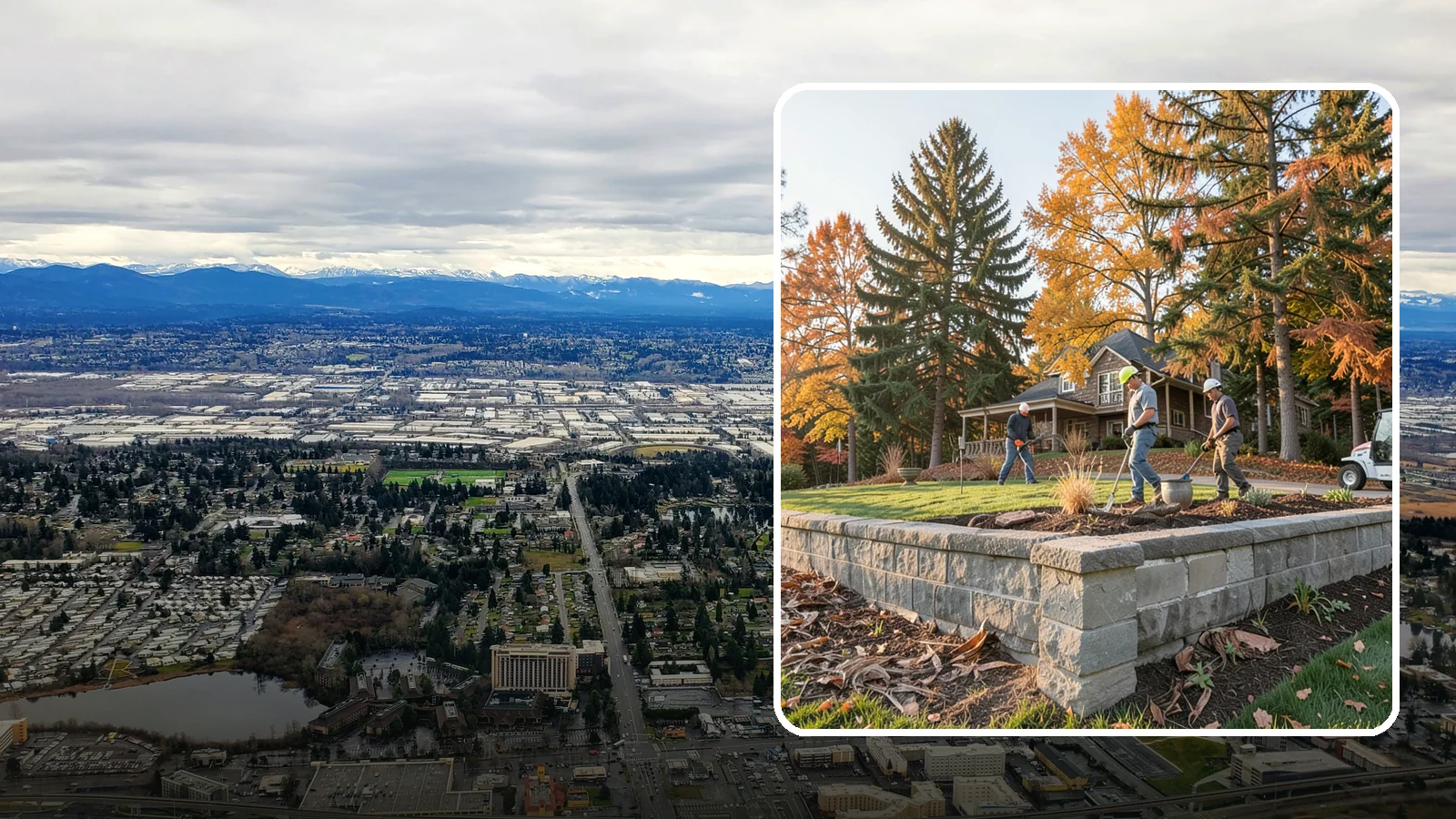 Concrete Block Retaining Wall in SeaTac, King County, WA - A durable, cost-effective retaining wall built from manufactured concrete blocks engineered to hold back sloped soil across...