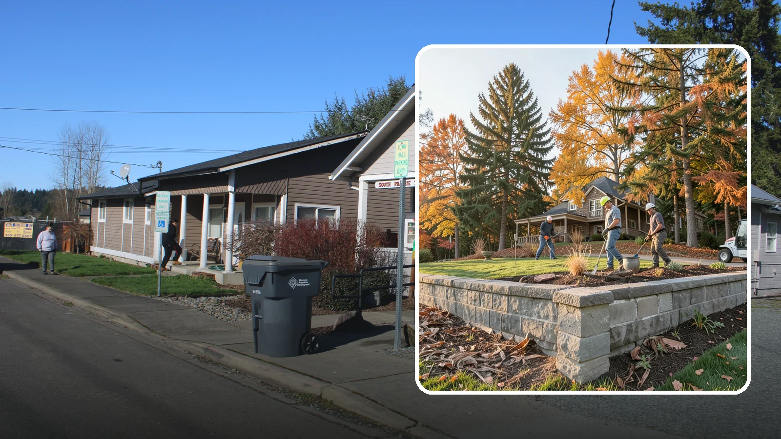 Concrete Block Retaining Wall in South Prairie, Pierce County, WA - A durable, cost-effective retaining wall built from manufactured concrete blocks engineered to hold back sloped soil across...