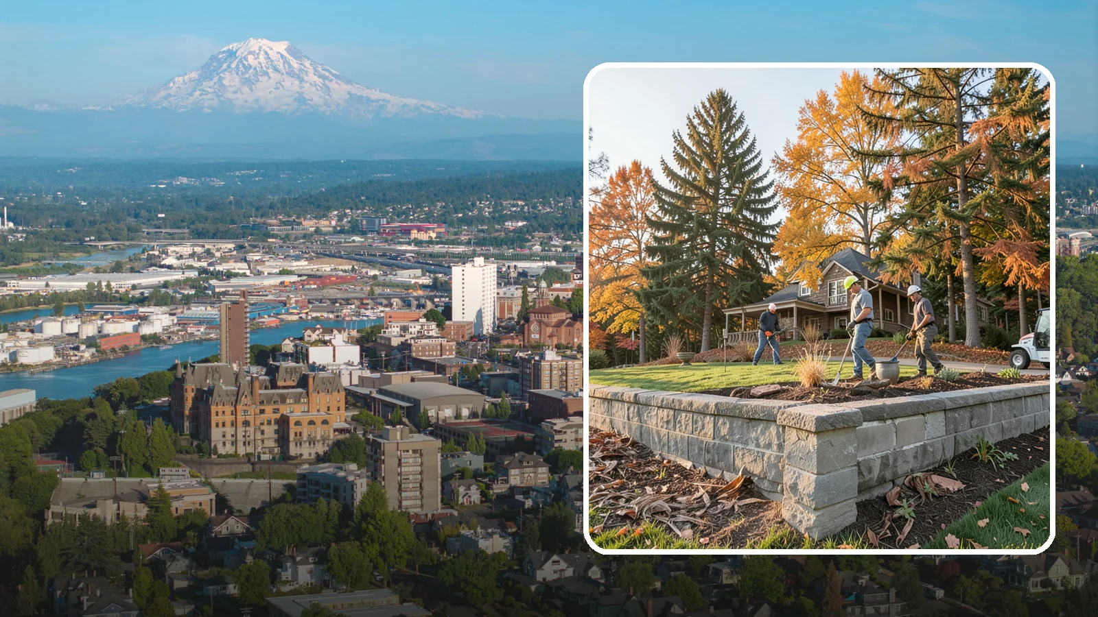 Concrete Block Retaining Wall in Tacoma, Pierce County, WA - A durable, cost-effective retaining wall built from manufactured concrete blocks engineered to hold back sloped soil across...