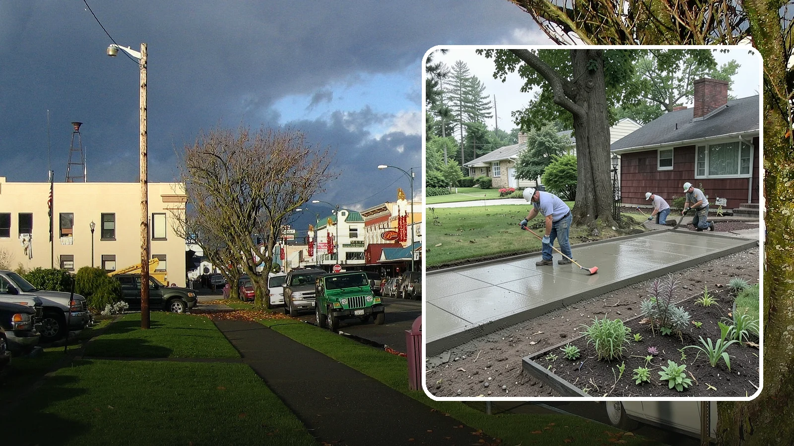 Concrete Driveway Installation in Arlington, Snohomish County, WA - We install thick, reinforced concrete driveways engineered to carry vehicle loads over the region's soft, saturated soils.